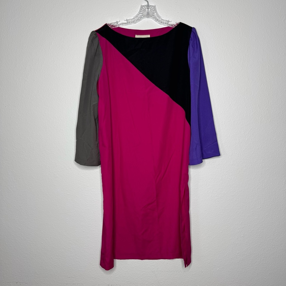 Neiman Marcus Patti Cappalli Vintage Long Sleeve Colorblock‎ Dress Size L